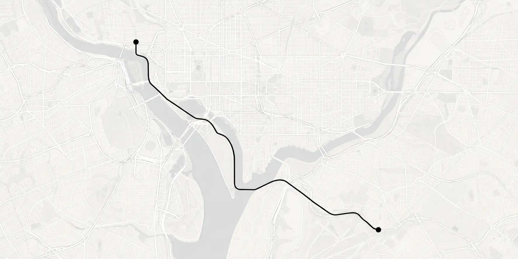 Illustrative route map of Washington, DC